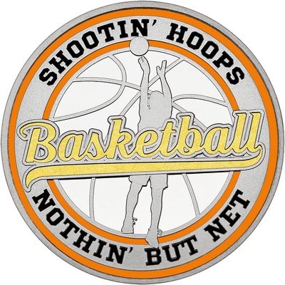 Gold "Basketball" with Orange Outer Circular Borders